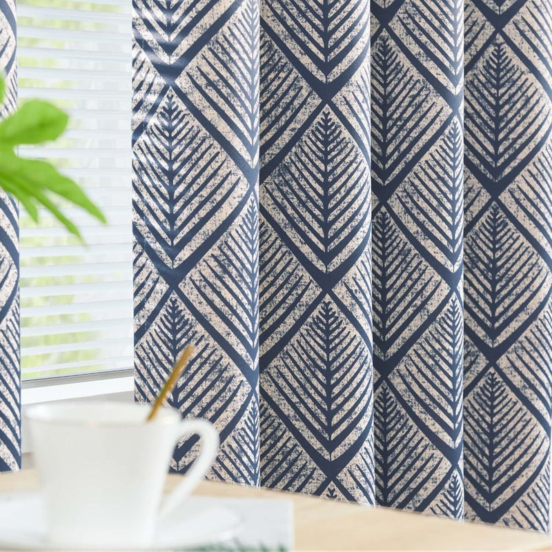 jinchan 80% Blackout Curtains for Living Room, Geometric Patterns Drapes for Bedroom, Window Treatments for Room Darkening, Grommet Top Thermal Insulated Curtains 84 inch Length 2 Panels Set, Blue - Image 3
